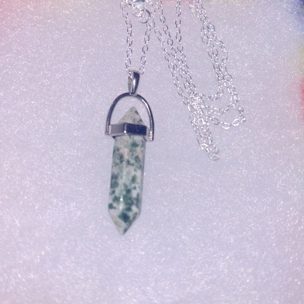 Boho Hippie Tree Agate Natural Crystal Silver 30 Necklace 15$